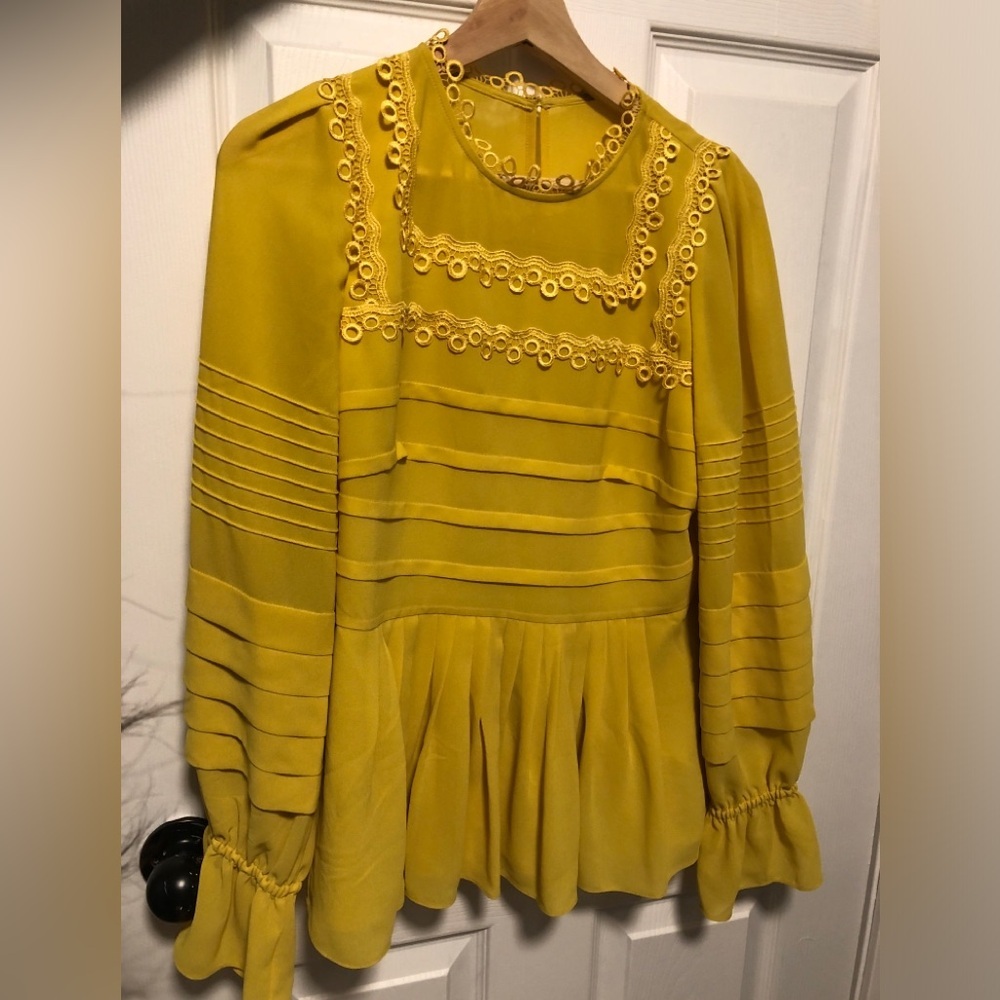 Ted Baker Yellow Blouse with Eyelet Details
